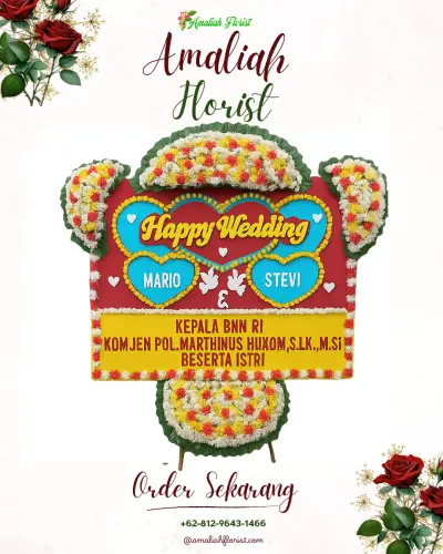 Karangan Papan Bunga Pernikahan di Taji